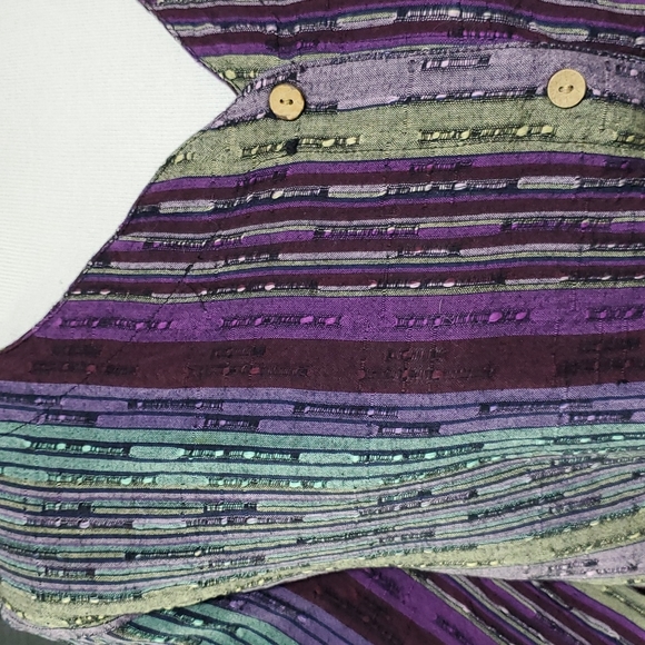 Multi color striped button down blouse - Picture 2 of 7